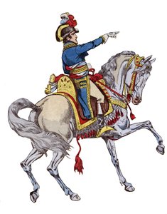 Napoleon til hest - litografi af Job (Jacques Onfroy de Breville) fra "" Le Grand Napoleon des Petites Enfants""" 1893 af pseudonym for Onfray de Breville Jacques Job