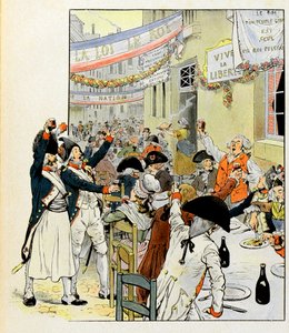 Revolutionær banket efter erobringen af Bastillen - Illustration af Job (Jacques Marie Gaston Onfray og Breville) (Jacques-Marie) (1858-1931) til bogen "La Tour d