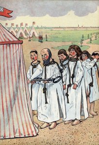 Scene fra Frankrigs historie i legetøj: Borgerskabet i Calais. Belejringen af Calais i 1347 og fortæringen af Eustache af Sankt Peter, den bedst kendte af de seks borgerlige i Calais, som gik til kongen af England Edward III for at bede om nåden af af pseudonym for Onfray de Breville Jacques Job