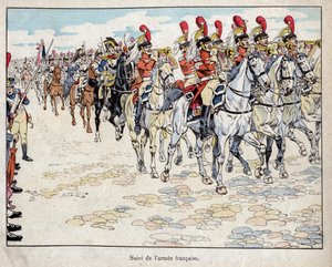 Den franske hær på vej ind i Berlin, 27. oktober 1806 - litografi af Job (Jacques Onfroy de Breville) fra "" Le Grand Napoleon des Petites Enfants""" 1893 af pseudonym for Onfray de Breville Jacques Job
