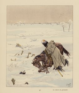 Grenadierens hest (farvelitografi) af pseudonym for Onfray de Breville Jacques Job