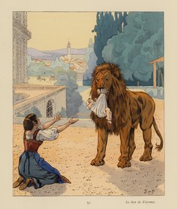 Firenzes løve (farvelitografi) af pseudonym for Onfray de Breville Jacques Job