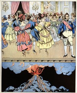 Vi danser på en vulkan. Ord fra grev Narcisse Achille de Salvandy (1795-1856), der forudsiger revolutionen af de tre herlige til Louis Philippe I, hertugen af Orleans (Louis-Philippe) af pseudonym for Onfray de Breville Jacques Job