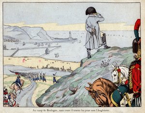 Project of attack of England by English army led by Napoleon from Boulogne-sur-Mer camp in march 1803 - lithograph by Jobdani