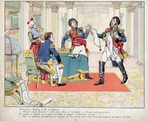 Vainqueur a Dantzig, il dit a Lefebvre: "Napoleon og Lefebvre ved belejringen af Danzig, 24. maj 1807" litografi af Job