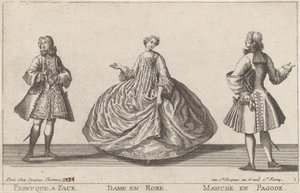 Ansigt paryk/dame i kjole/pagoda ærme af published by Jacques Chéreau