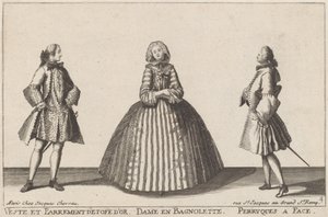 Jakke og Guld Klæde Facing/Dame i Bagnolette/Faced Parykker af published by Jacques Chéreau
