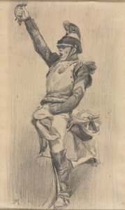 Soldat med løftet arm af studio of A. W. A. Plâté Studio (Ceylonese)