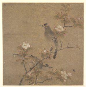Blomster og Fugle af style of Qian Xuan