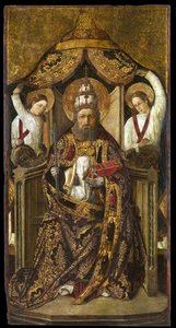 Saint Peter Enthroned - Maleri af Rodrigo de Osona (Orsona) (aktiv 1465-1514) - ca. 1470-1480 - Olie på træ - 214,2x112 - Cataloniens nationale kunstmuseum, Barcelona af the Elder Rodrigo de Osona