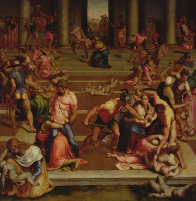 Massacre of the Innocents (tempera på panel) af (1509 66) Daniele da Volterra