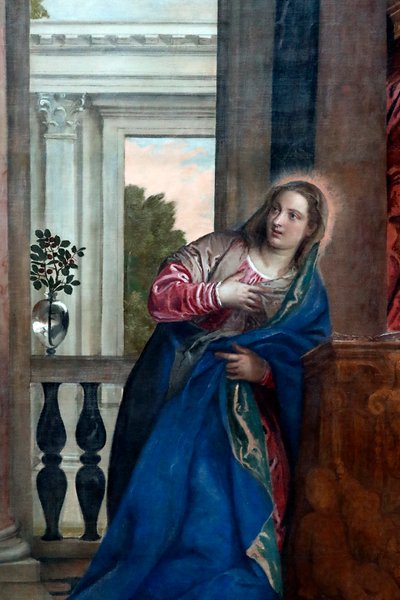 Bebudelsen af Jomfruen 1500-tallet (olie på lærred) af Veronese