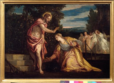 Kristus viser sig for Madeleine (Noli me tangere) Maleri af Paolo Veronese (1528-1588) Dim. 0,67 x 0,97 m. Grenoble. Musee Des Beaux Arts - Kristus viser sig for Maria Magdalena (Noli Me Tangere). Maleri af Paolo Veronese (1528-1588). 0,67 x 0,95 m. Bea af Veronese