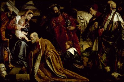 Magiernes tilbedelse (olie på lærred) af Veronese