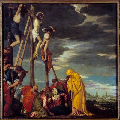 Golgata-maleriet af Paolo Caliari dit Paolo Veronese (1528-1588) 1500-tallet søn. 1,02x1,02 m af Veronese