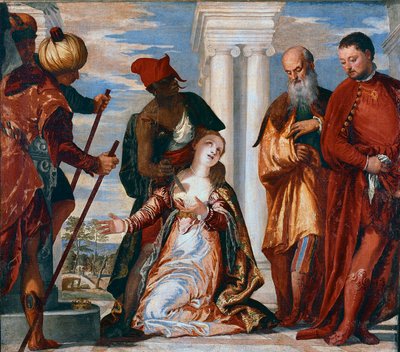 Saint Justine Sainte Justine fra Padovas martyrdød er gennemboret med et sværdslag. Maleri af Paolo Caliari dit Veronese (1528-1588) af Veronese