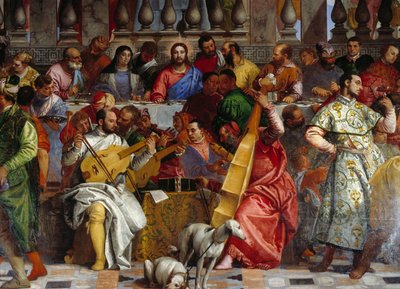 Bryllupet i Kana, detalje: Kristus og Jomfruen. Fresco af Paolo Veronese (1528-1588) Ec. fre. af Veronese