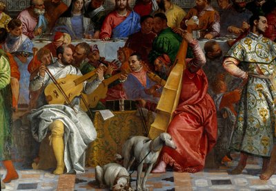 Bryllupet af Cana, detalje: musikerne. Fresco af Paolo Veronese (1528-1588) Ec. fre. af Veronese