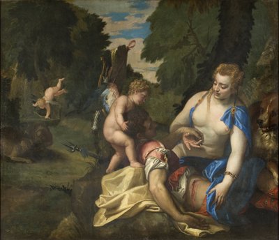 Venus pleurant Adonis - Venus Mourning Adonis, af Veronese, Paolo (1528-1588). Olie på lærred. Mål: 145x173,5 cm. Nationalmuseum Stockholm af Veronese