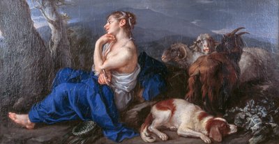 Erminia skriver navnet på sin elskede på træstammen, af Francesco Fernandi kendt som Imperiali (1679-1740), olie på lærred, 42x80 cm af (1679 1740) Imperiali