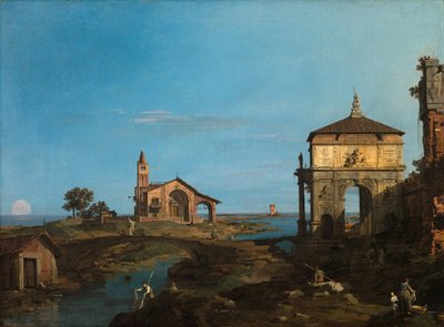En ø i lagunen med en port og en kirke af (1697 1768) Canaletto