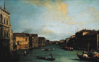 Udsigt over Canal Grande fra Rialtobroen af Canaletto