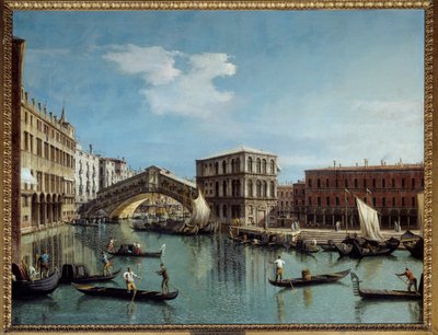 Le pont du Rialto et Venedig-maleri af Antonio Canal Dit Il Canaletto (1697-1768) 1700-tallet søn. 1,19x1,54 m - Rialtobroen i Venedig. Maleri af Antonio Canal kaldet Canaletto (1697-1768) af Canaletto