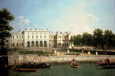 Old Somerset House fra Themsen, London (olie på lærred) af Canaletto