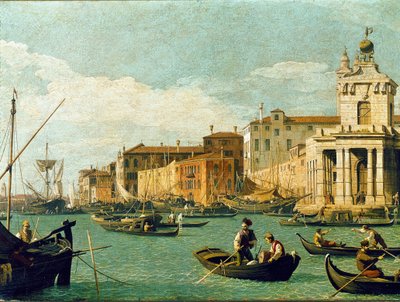 Punta della Dogana og Giudecca Canal, Venedig (olie på lærred af Canaletto