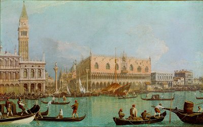 Muldvarpen med det hertuglige palads i Sankt Markus-bassinet. Udsigt over Venedig, Dogepaladset og Markuspladsen taget fra kanalen. Maleri af Giovanni Antonio Canal dit il Canaletto (1697-1768) af Canaletto