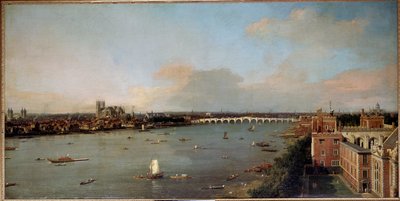 Udsigt over London og Themsen i det 18. århundrede Maleri af Antonio Canal kendt som Canaletto (1697-1768) 18. århundrede - Lobkowicz Samlinger, Lobkowicz Palace, Prag - Dimensioner Højde: 118 cm (46,5 in). Bredde: 238 cm (93,7 tommer) af Canaletto