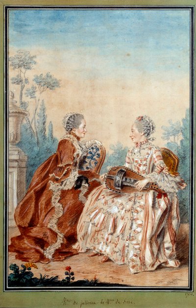 Madame de Julienne og Madame de Serre laver akvarelmusik af Louis carrogis dit Carmontelle (1717-1806) 1700-tallet. Paris, Musée Carnavalet af Carmontelle
