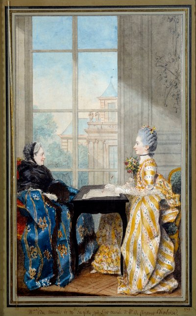 Portræt af Madame du Moutier og Mademoiselle La Ville, kone til Monsieur Clermont d