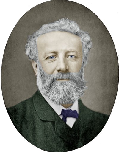 Jules Verne (1828-1905) fransk forfatter, fotografi af Nadar, farvelagt billede af (1820 1910) Nadar
