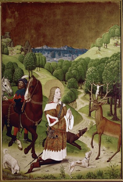 St Hubert konvertering (olie på panel af (active c.1463 c.1490) Master of Wilten