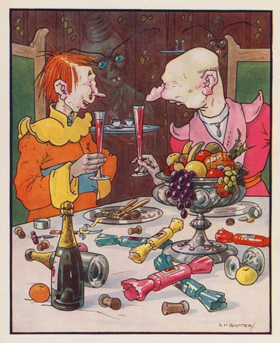 Illustration til Gullivers rejser af Jonathan Swift (farvelitografi) af (after) American School