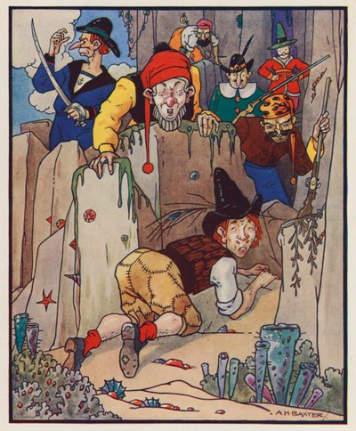 Illustration til Gullivers rejser af Jonathan Swift (farvelitografi) af (after) American School