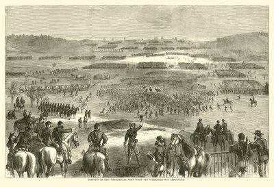 Den konfødererede hærs position, da overgivelsen blev annonceret, april 1865 (gravering) af (after) American School