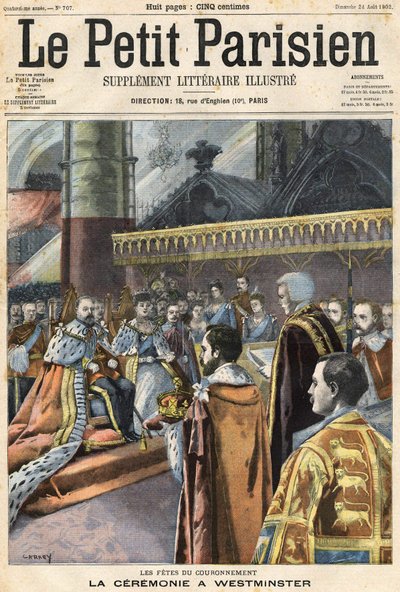 Kroningen af Edward VII i Westminster. Cover The Little Parisien””, 24/08/1902” (gravering) af (after) Carrey
