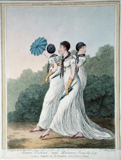 Grace, Fashion and Manners from Life, ætset af James Gillray (1757-1815) udgivet af G. Humphrey (håndfarvet radering) af (after) English School