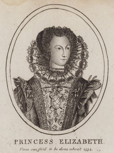 Prinsesse Elizabeth, datter af kong Henry VIII og Anne Boleyn (gravering) af (after) English School