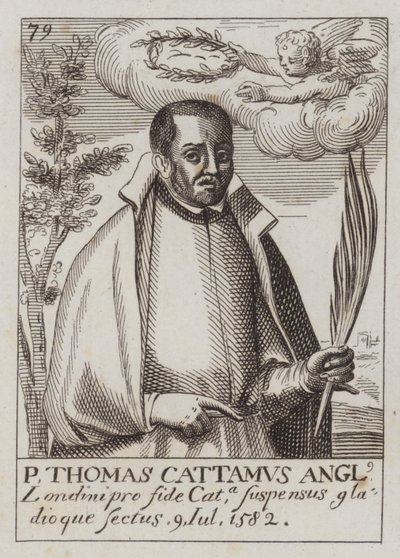 Thomas Cottam, engelsk katolsk præst og martyr (gravering) af (after) English School