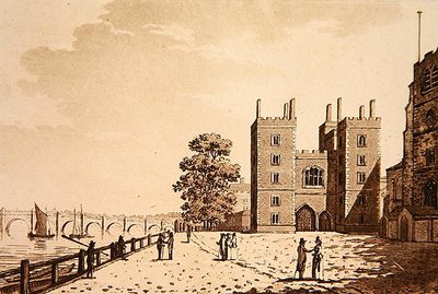 Udsigt over Lambeth Palace, ca. 1800 (akvatint) af (after) English School