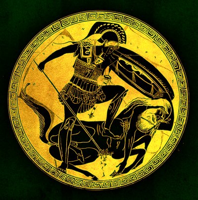 Warrior and centaur, illustration fra 