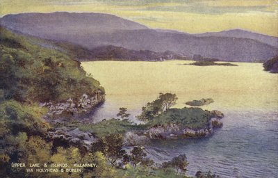 Upper Lake and Islands, Killarney, via Holyhead og Dublin (farvet foto) af (after) English photographer
