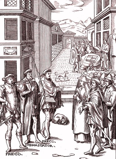 Byråberen blæser i trompeten af (after) Flemish School