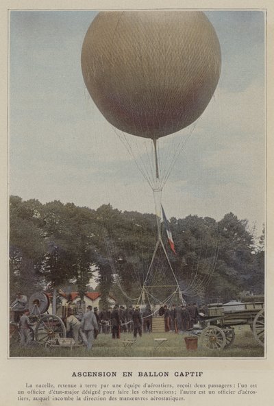 Captive Balloon Ascent (farvet foto) af (after) French Photographer
