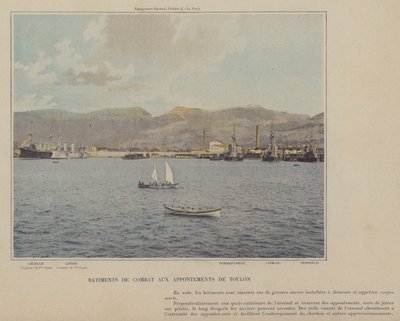 Kampskibe ved Toulon Piers (farvet foto) af (after) French Photographer