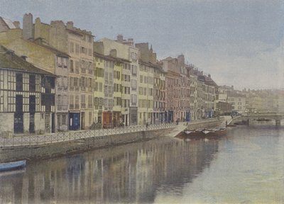 Bayonne, en kaj i Nive (farvet foto) af (after) French Photographer