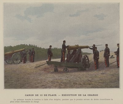 12 firkantet pistol udfører anklagen (farvet foto) af (after) French Photographer